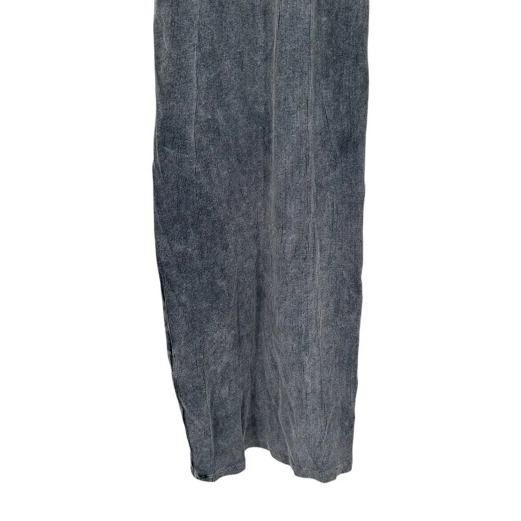 Pull & Bear Grey Ribbed Maxi Dress size Large Bodycon Mineral Wash Sleeveless Gray - Image 6
