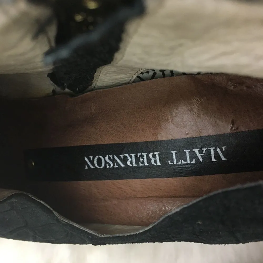 Matt Bernson Jagguar Croc Leather‎ Cutout Heeled Booties Black Size 7.5 - Image 6