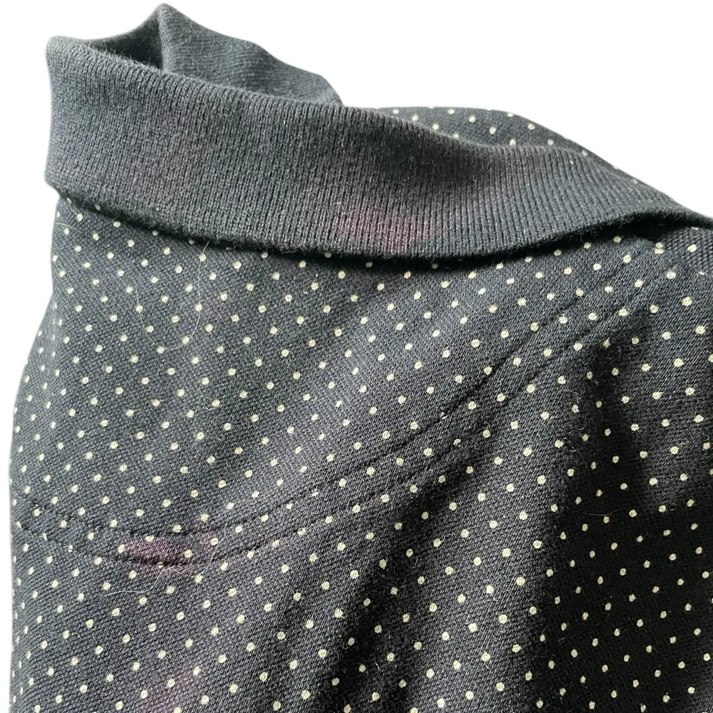 Vtg GUC Talbots Womens L Cotton Polo Dress Navy Mini White Polka Dots Preppy - Image 5