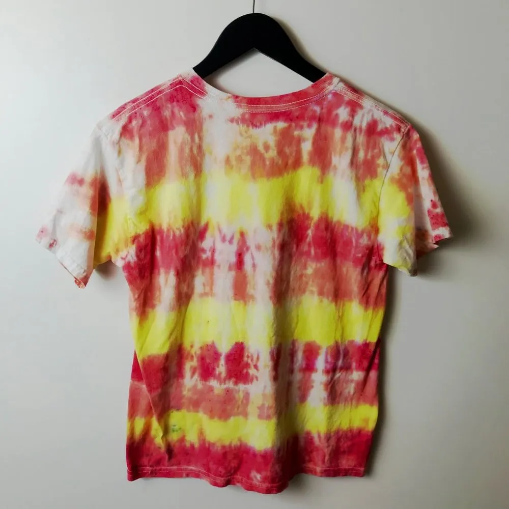 Tie Dye T Shirt Top Festival Short Sleeve Cotton Hippie Trendy Logo Womens S/M - Image 4