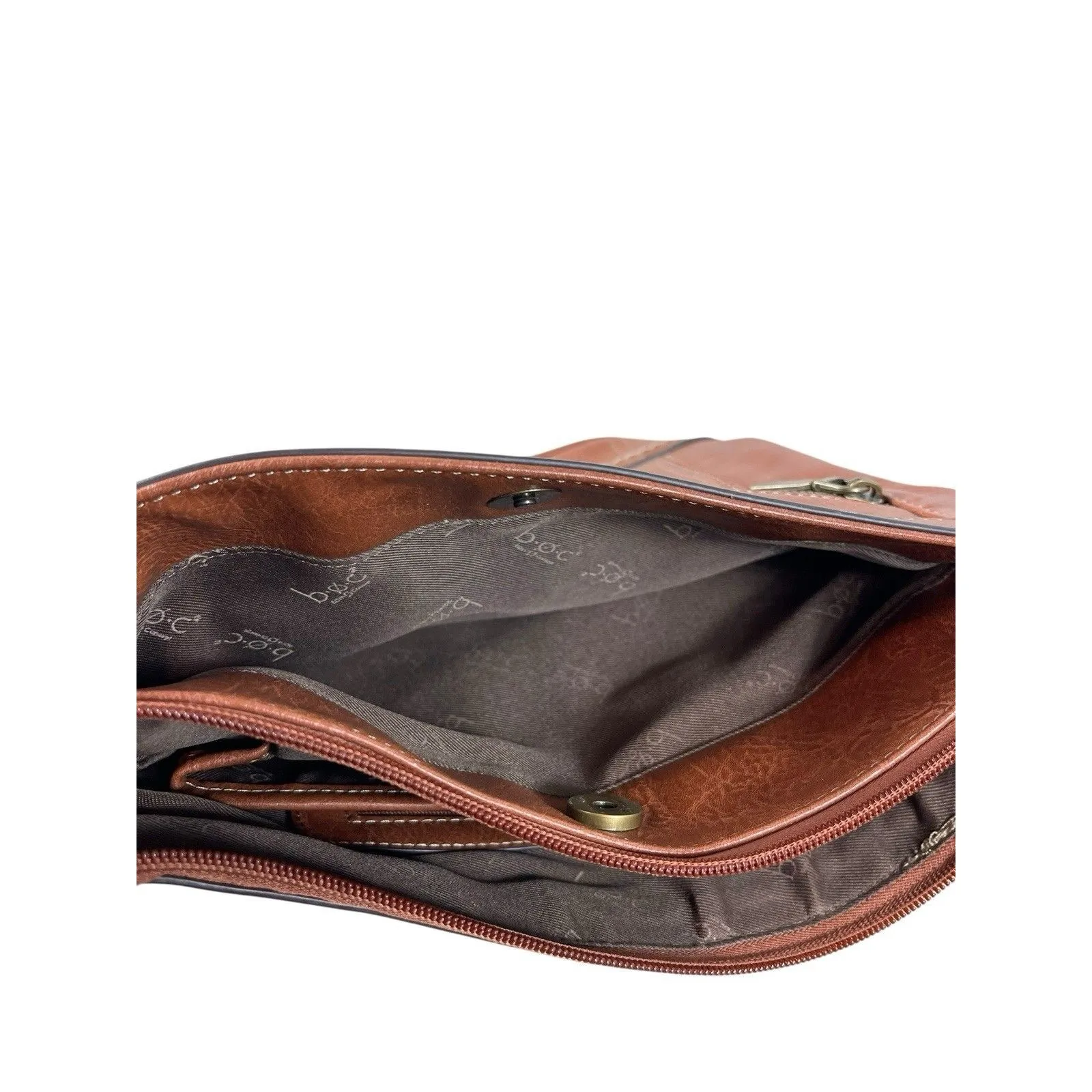 b.ø.c Born Concept Cognac Brown Faux Leather Crossbody Bag Messenger Purse - Image 12