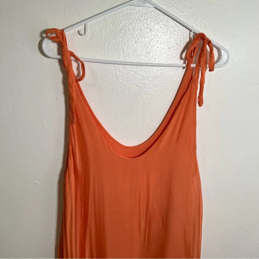 Catwalk Studio Sleeveless Silk Dress Orange Coral Size M - Image 2