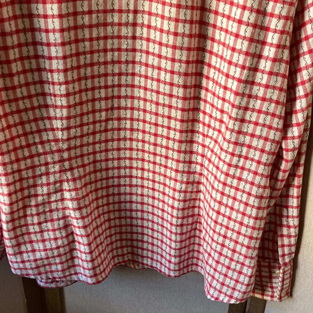 Eddie Bauer Red and White Plaid lightweight flannel Cotton Shirt XL - Image 9
