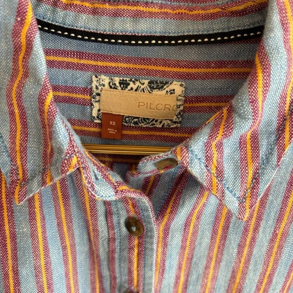 Anthropologie Pilcro Oversized blue‎ stripe button down. XS. - Image 2