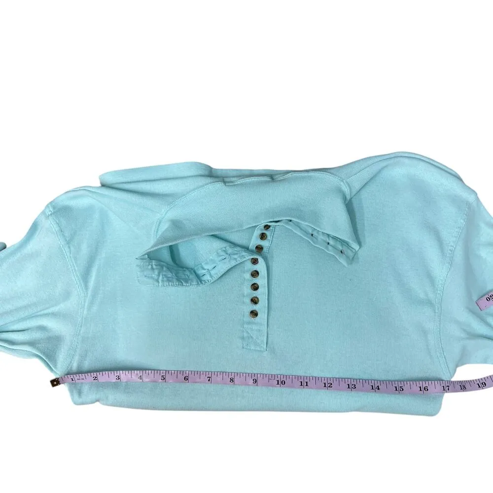 Y2K Vintage Eileen & Co. Womens Top Small Henley Stretch Grunge Retro Preppy Blue - Image 11