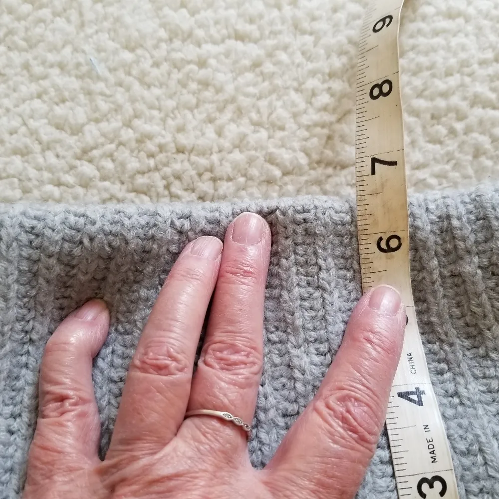 AMERICAN APPAREL Gray Chunky Wool Blend Sweater Cowl Neck Long Sleeve Crop OS - Image 12