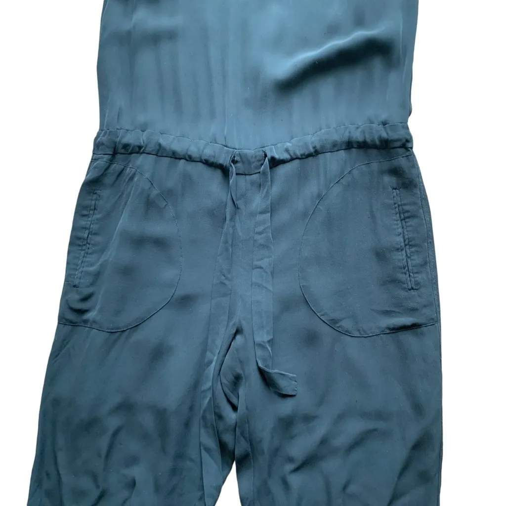 Theory Womens Jumpsuit 4 Black 100 Silk Sleeveless‎ Wide Leg Minimalist - Image 3