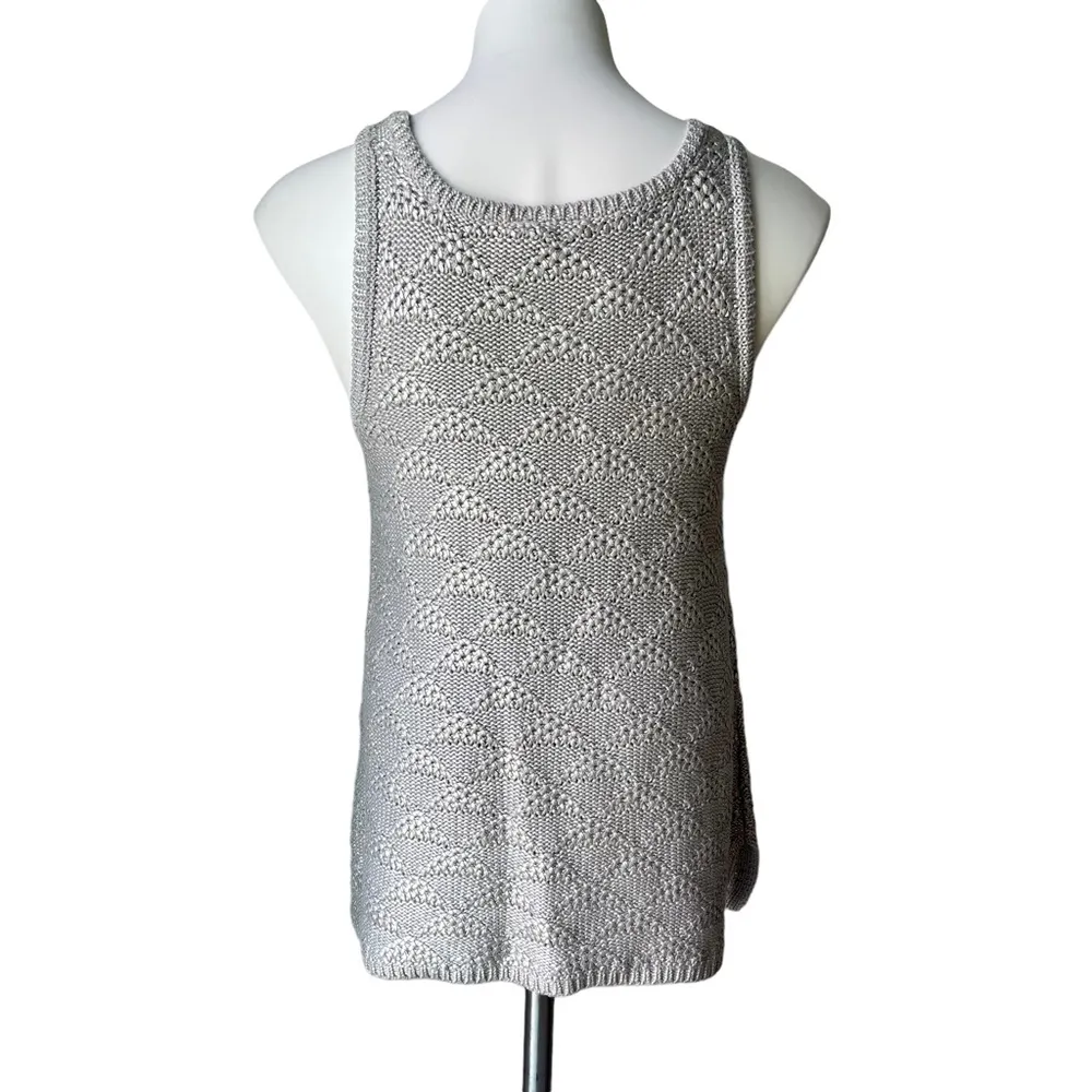Anthropologie Moth Sana Knit Silver Metallic Sweater Tank, Sz M Size M - Image 5