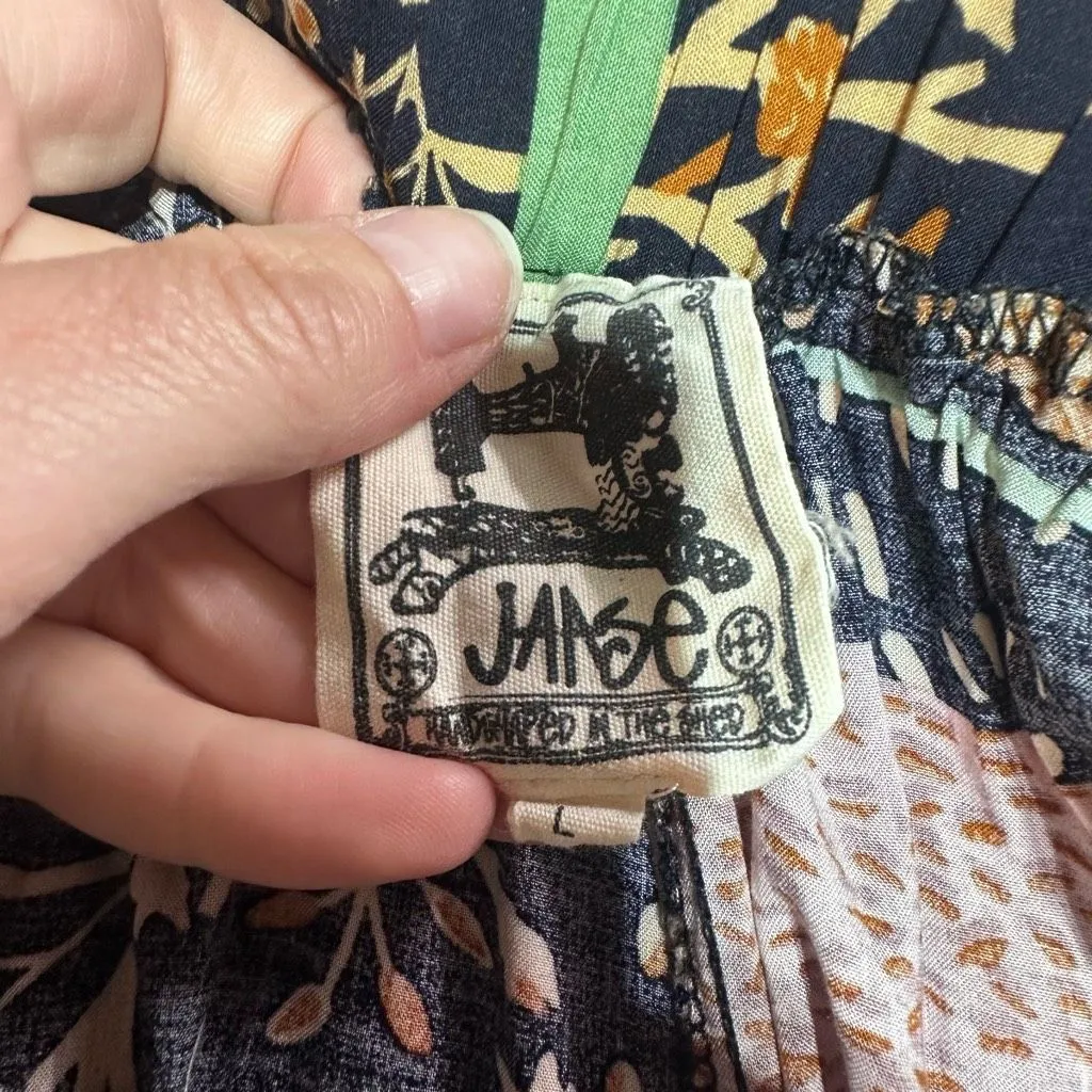 Jaase Boho Wide Leg Pants Size Large Flowy Cottagecore Rayon Hippie Romantic - Image 9