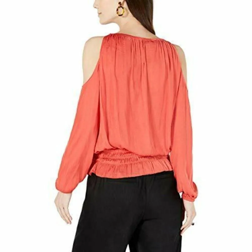 Alfani Smocked Cold Shoulder Peach Blouse - Image 2