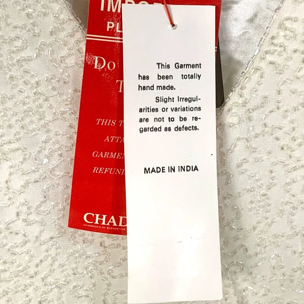 New Ivory Beaded Formal Elegant Wrap 3/4 Sleeve Top Size 10 Party Black Tie - Image 10