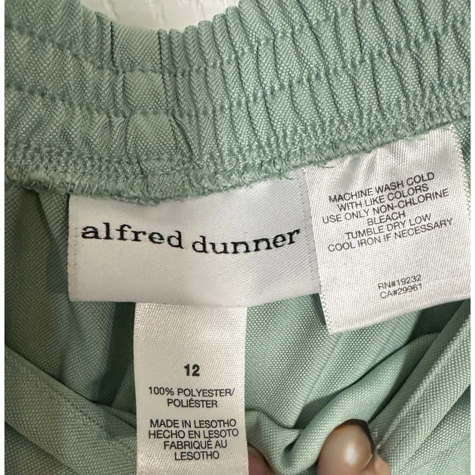 Women's sz 12 Light Green Pants Elastic Waist Pull On by Alfred Dunner - Image 4
