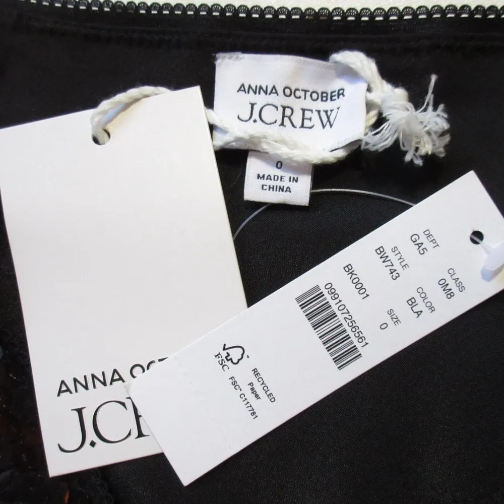 NWT Anna October x J.Crew Limited Edition Sequin Midi in Black Skirt 0 $248 - Image 8