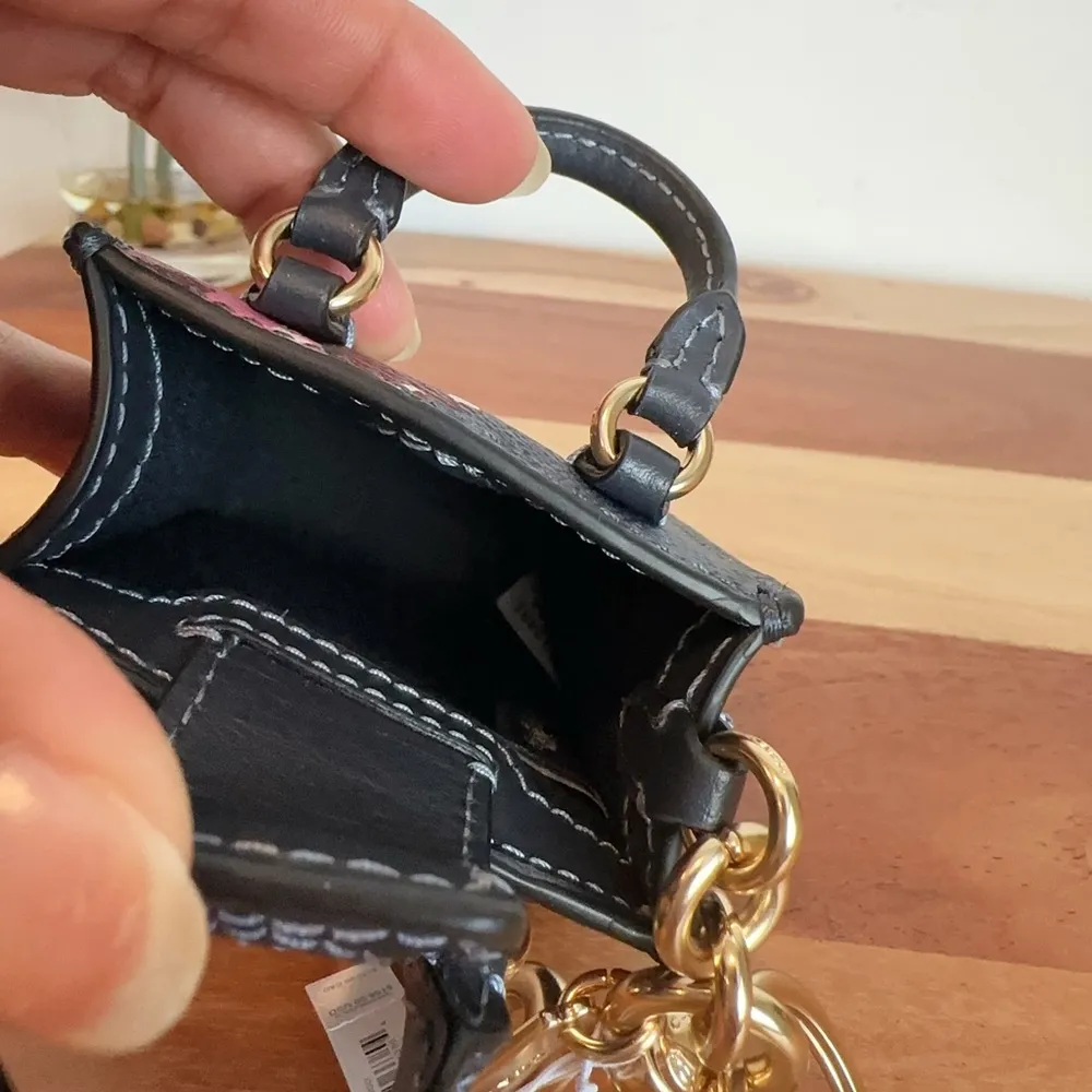 NWT Coach North /South Mini Tote Bag Charm In Signature Canvas With Cherry Print - Image 5