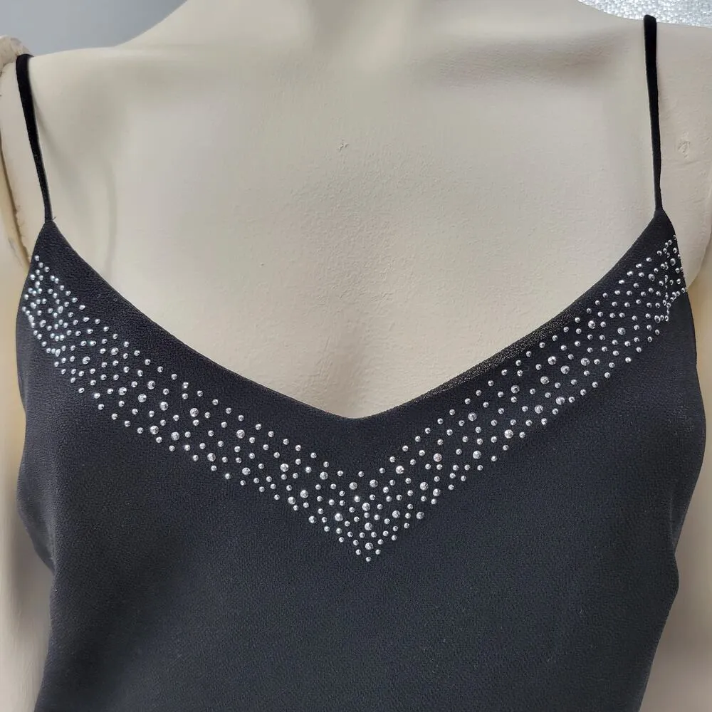 VTG Bora Prom Dress XL Black Bling Accent Sheer Layer Fairy Goth Evening Gown - Image 3