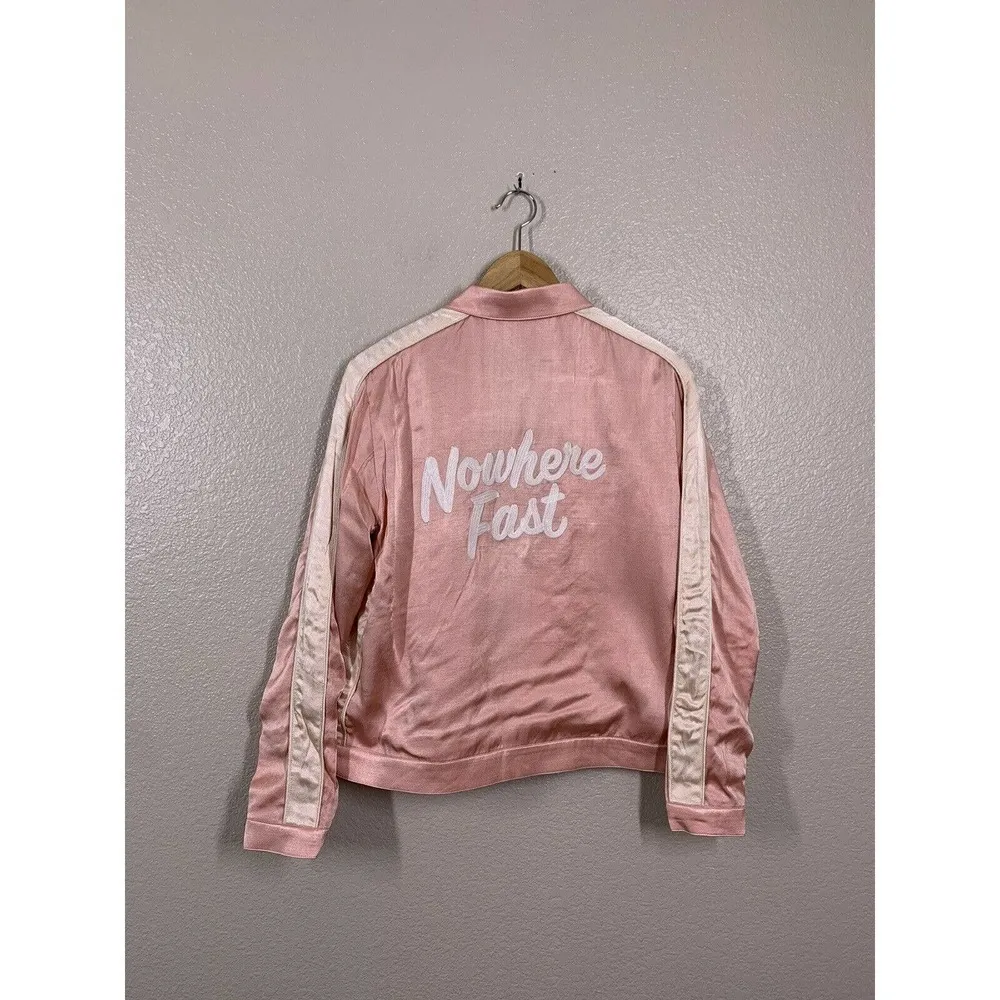 Anthropologie Capulet Pink Satin Bomber Jacket Nowhere Fast - Image 2