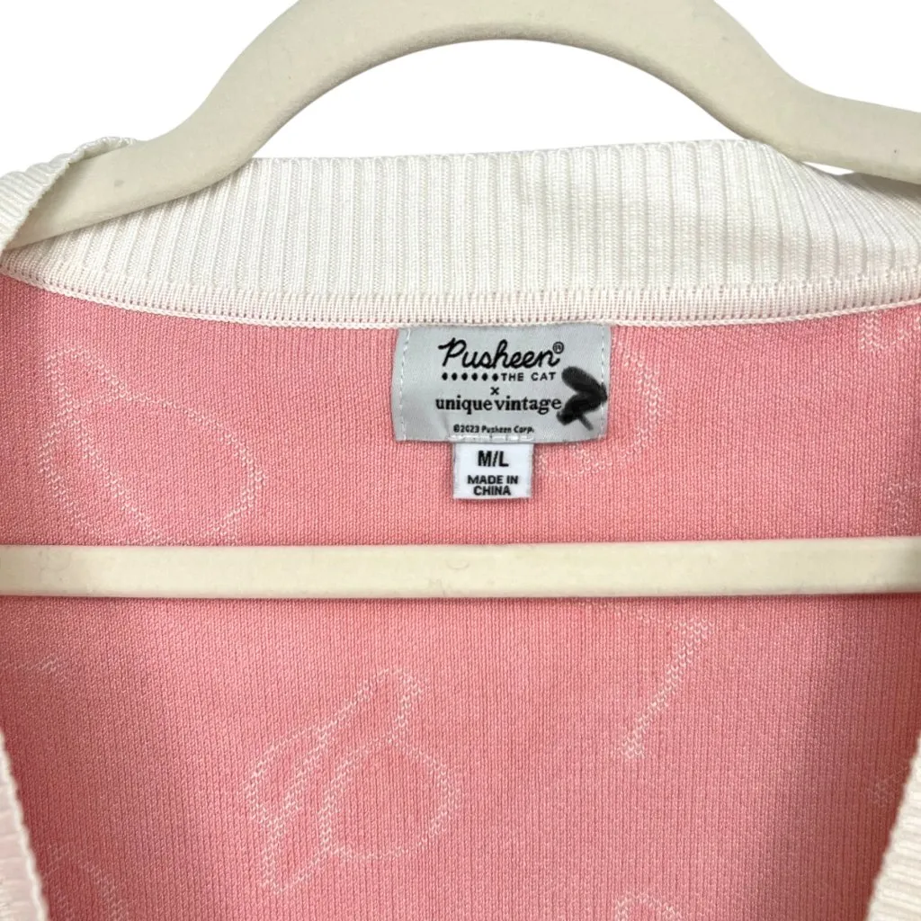 Pusheen Unique Vintage Pusheen The Cat Cardigan Pink Size Medium - Image 8