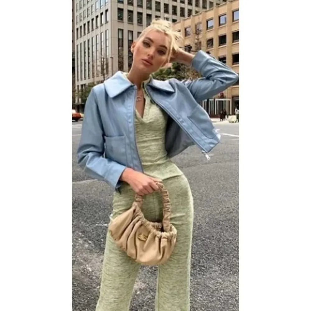 Song of Style Ribbed Emmett Pants in Green Heather Sz. M Size M - Image 3