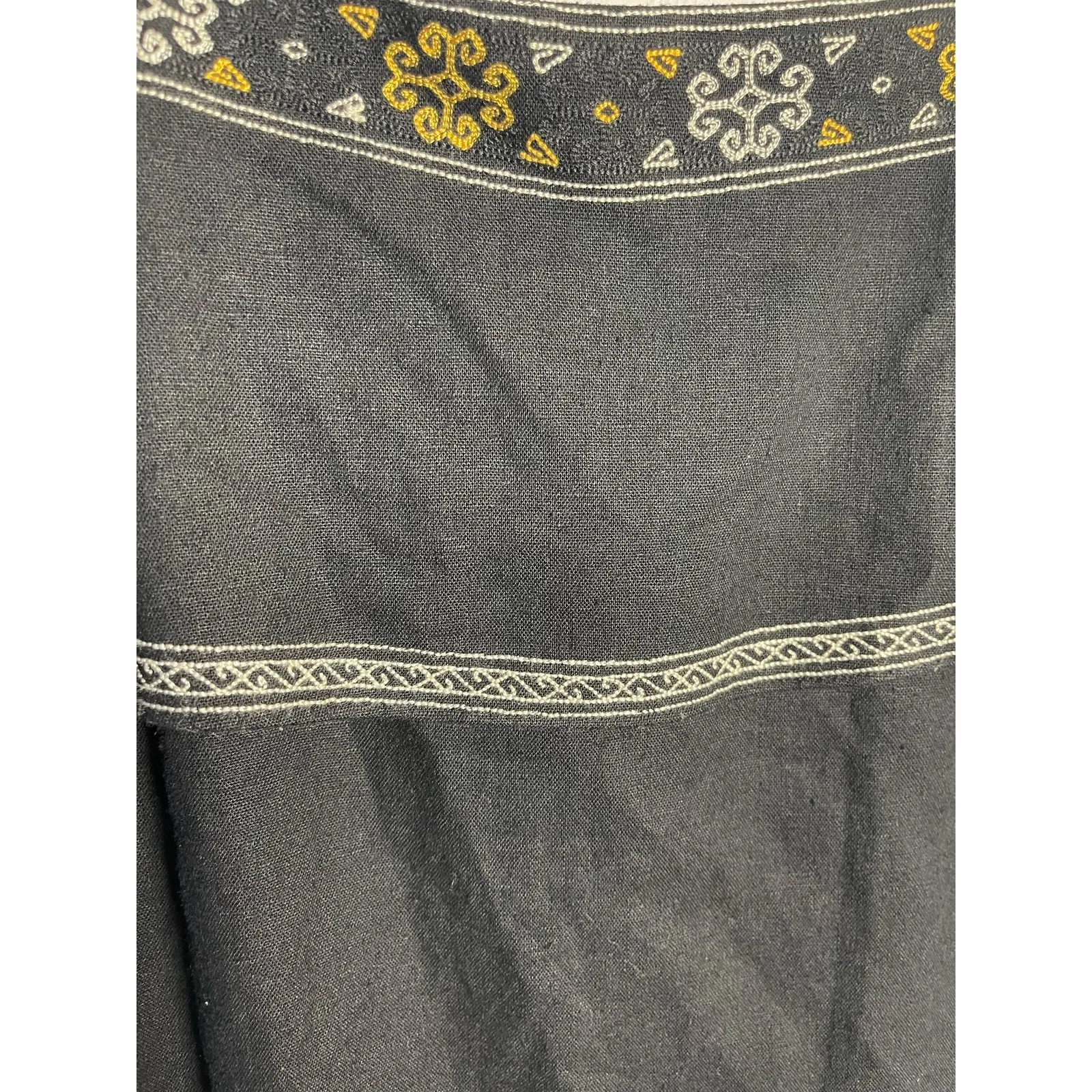 Madewell Black Linen‎ Blend Embrodiered Tiered Dress Size XXS - Image 10