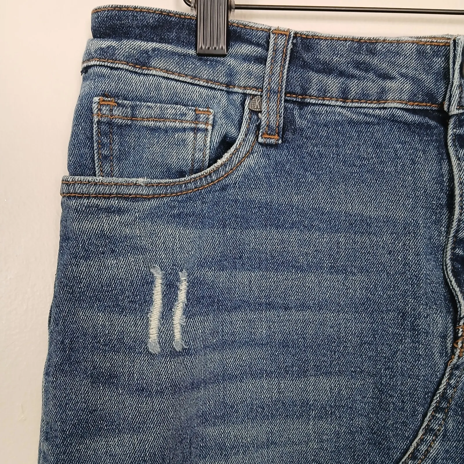 KUT from the Kloth Denim Skirt Women's Size 8 Pencil Distressed Raw Hem - Image 2