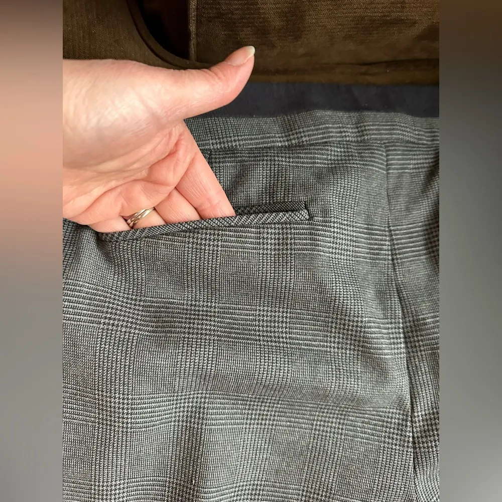 Willi Smith Black & Gray Checkered Dress Pants W Stripe Waist Straight Leg SZ 12 - Image 6