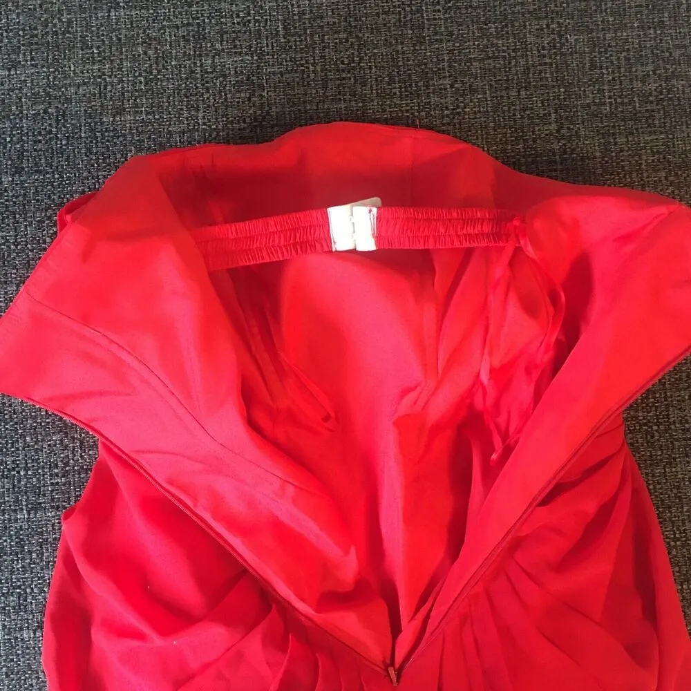 UNBRANDED Red Strapless Ruched Column Fitted Front Slit Long Maxi Prom Dress 2 - Image 9