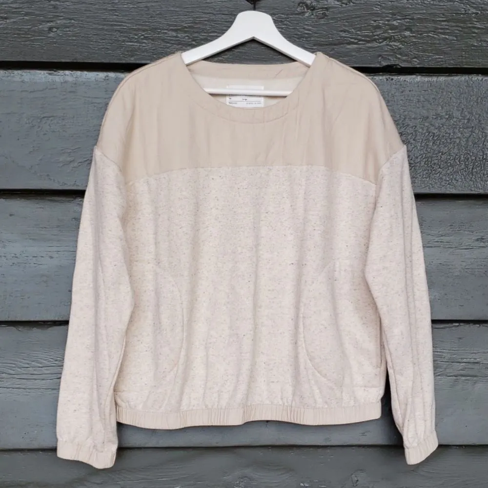 REl Small Cooperative Nook Quilted Sweatshirt Heathered Macadamia Brushed Fleece - Image 2