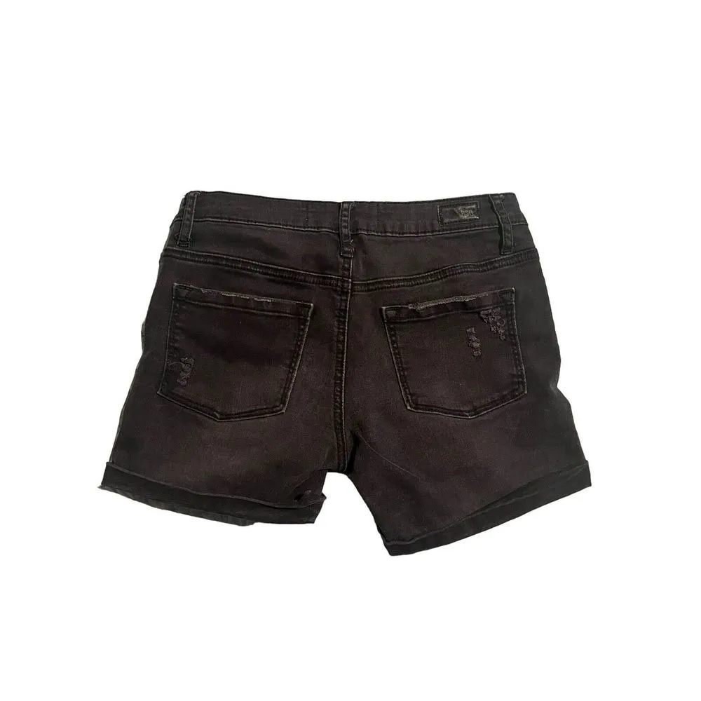 Rsq Jeans Denim Hampton MIDI Cuff Shorts Women's Size 1 Black Short Distressed - Image 8