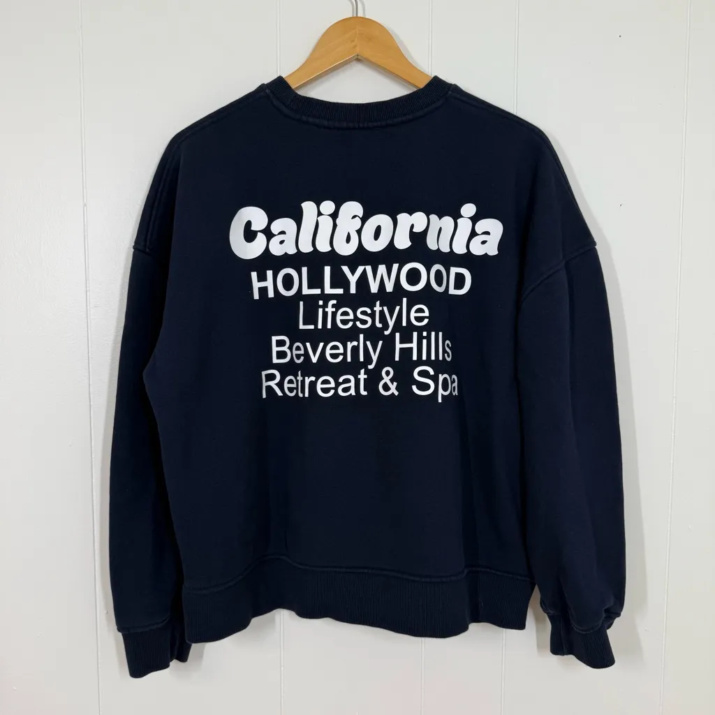 Zara Navy Blue California Pull Over Crewneck Sweatshirt - Image 9
