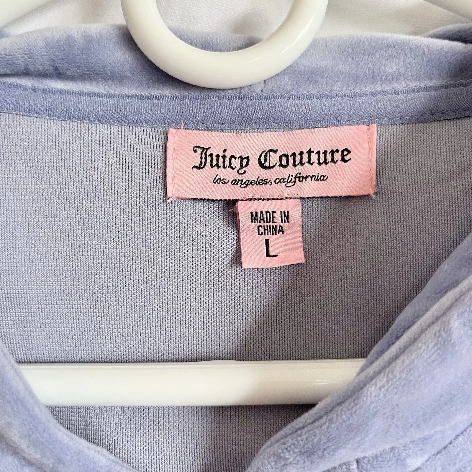 Juicy Couture Velour Hoodie Jacket Size L Purple Full Zip with Logo Back - Image 5