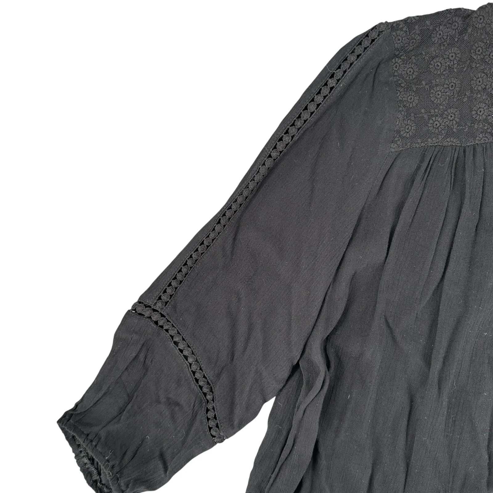 John Paul Richard Black Sheer Top Witchy Goth Whimsygoth Dark Boho Medium - Image 4