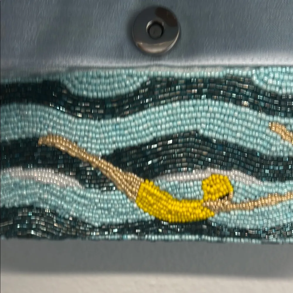 Sol and Mer Swimmers Beaded Shoulder Bag 🩵💛❤️ Blue - Image 5