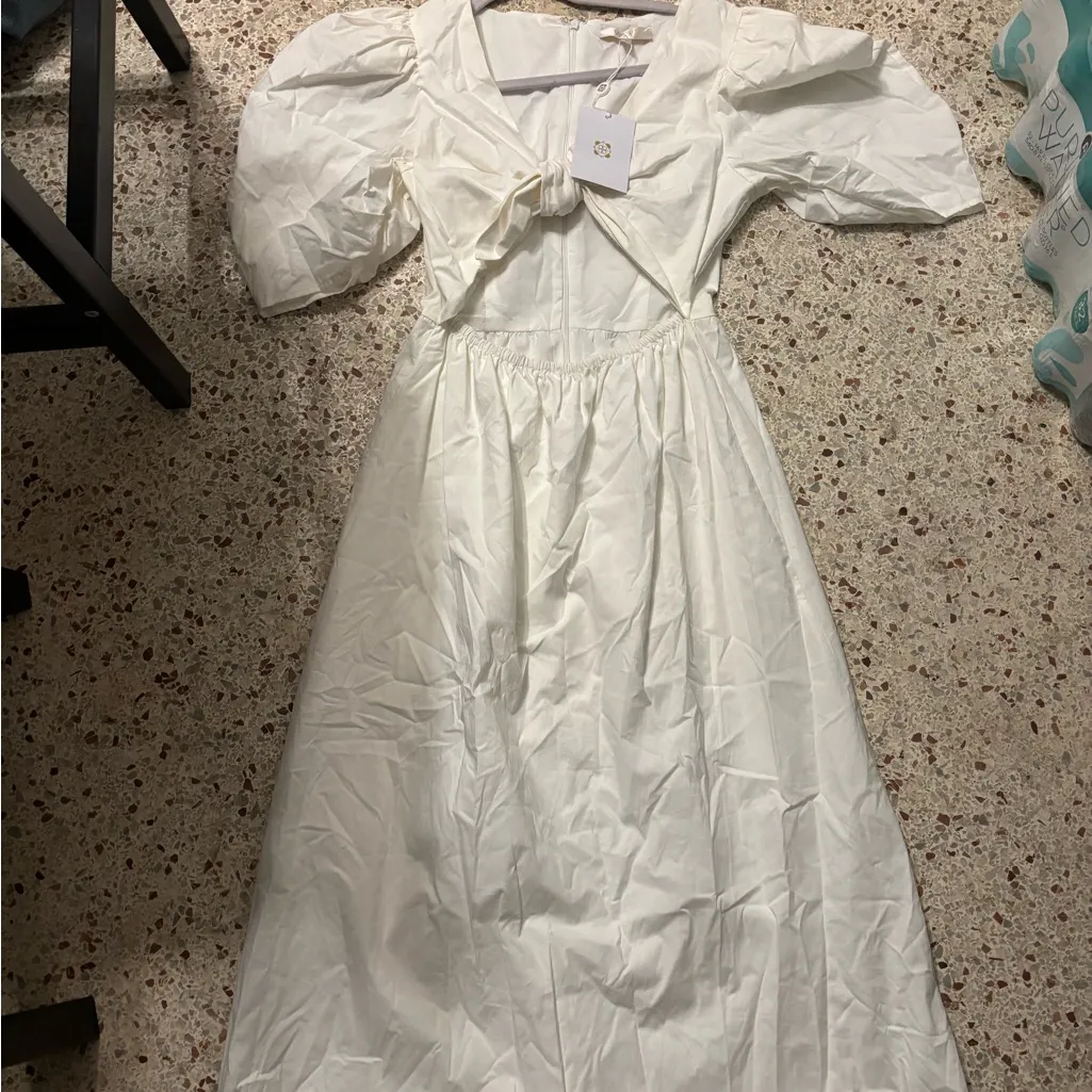 NWT WAYF Peggy Cutout Puff Sleeve Midi Dress small - Image 7