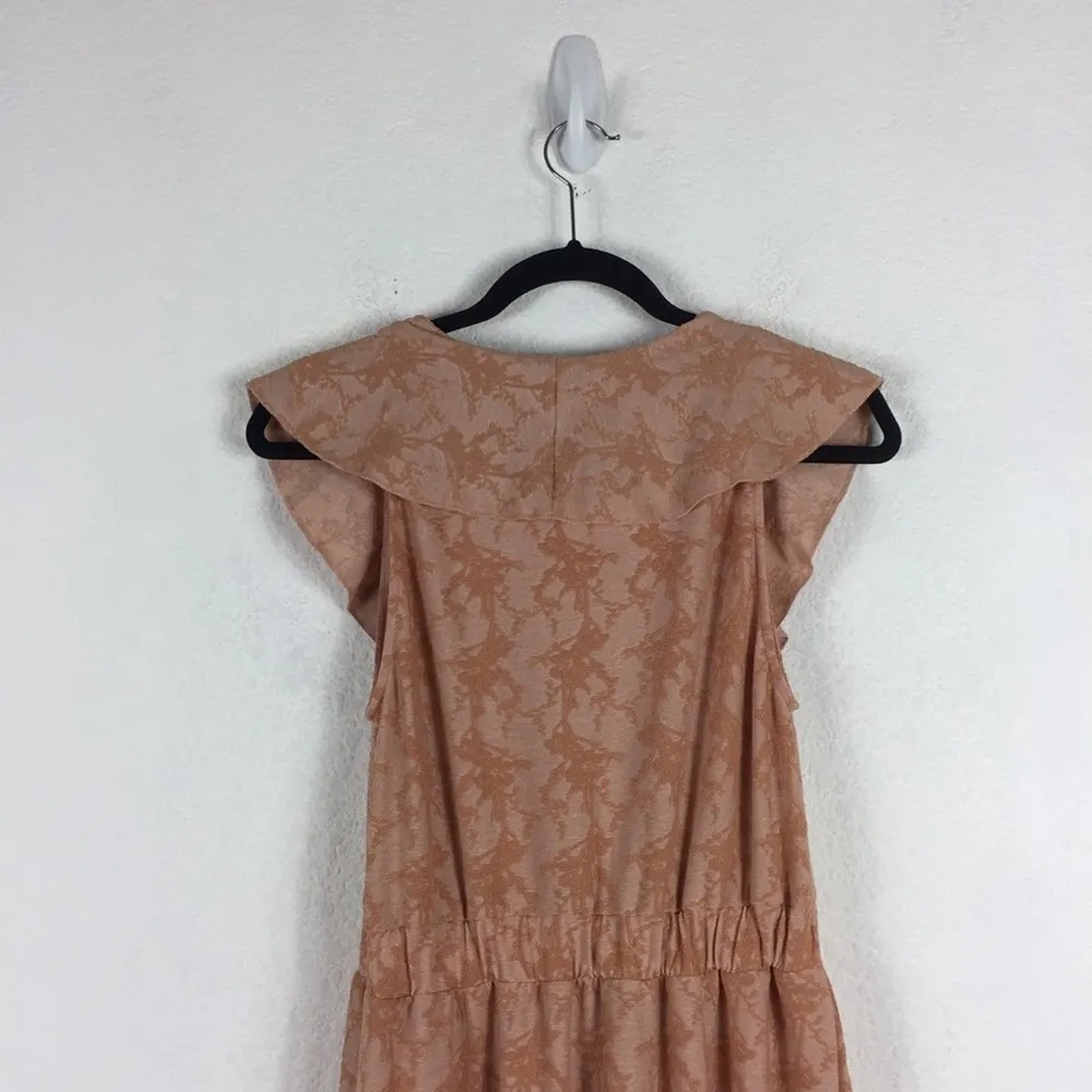 Zara Peach Sleeveless V-Neck Ruffle Wrap Knit Midi Dress Small - Image 12