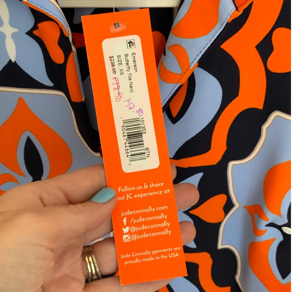 JUDE CONNALLY EMERSON DRESS LIGHTWEIGHT JUDE CLOTH‎ BUTTERFLY TILE NAVY Blue Size XS - Image 4