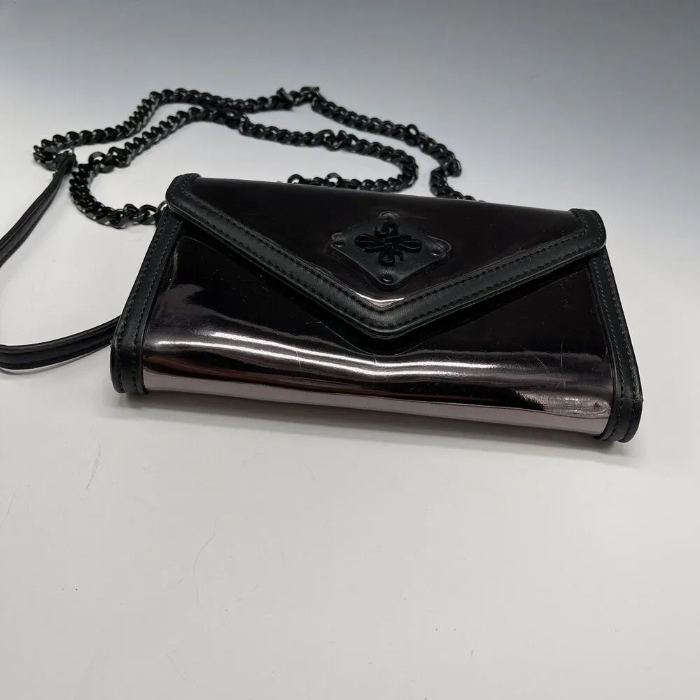 Simply Vera Wang Mirrored Wallet Clutch Purse Chain‎ Crossbody Bag Purple - Image 2