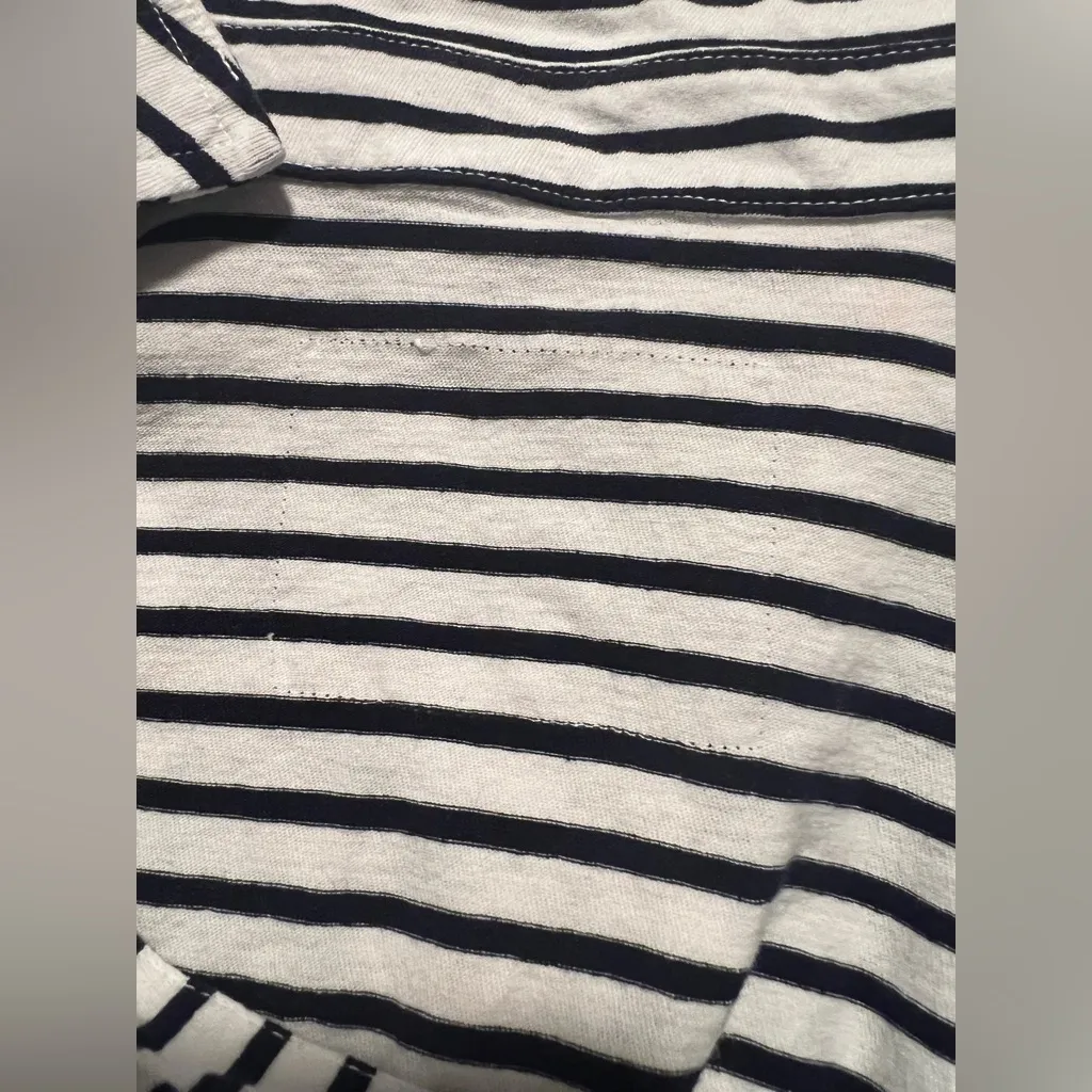 Frank & Eileen Patrick Popover Henley Top Shirt Pullover Black White Striped Size L - Image 8