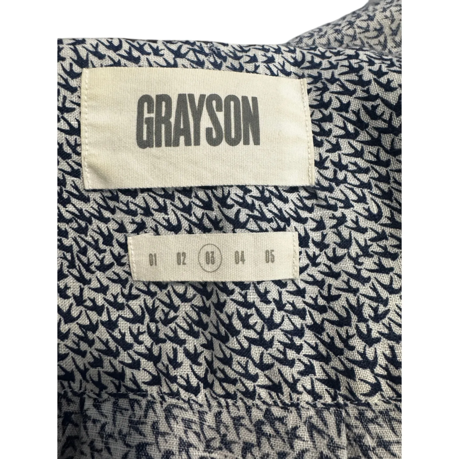 Grayson by Frank & Eileen Hero Shirt Size 3(M) Navy Bird Print Cotton Button Up Blue Size M - Image 4