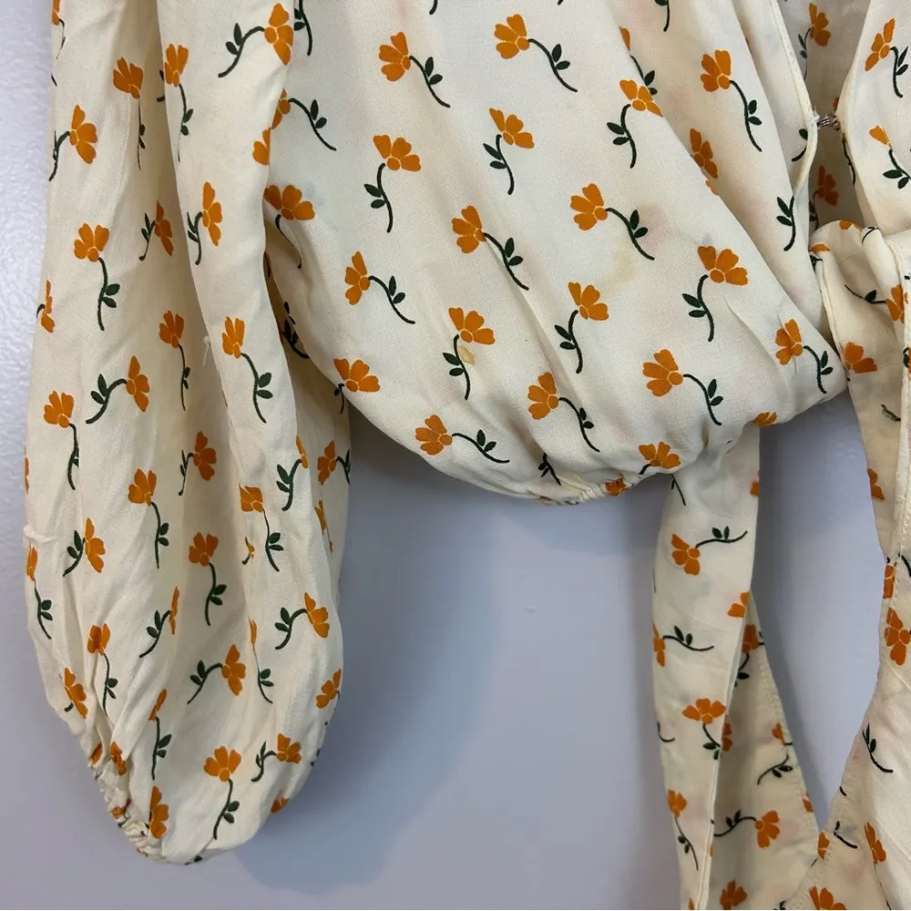 Faithful The Brand La Guardia Floral Cropped Tie-Front Crepe To Size 4 - Image 8