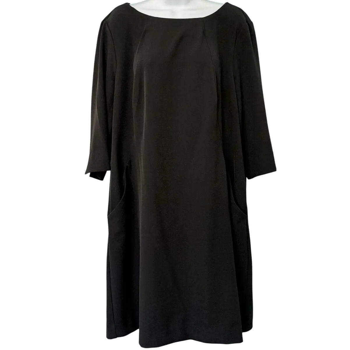 MM Lafleur Black Ponte Round Neck Half Sleeve Sheath Dress Plus Size +2 / 18 - Image 2