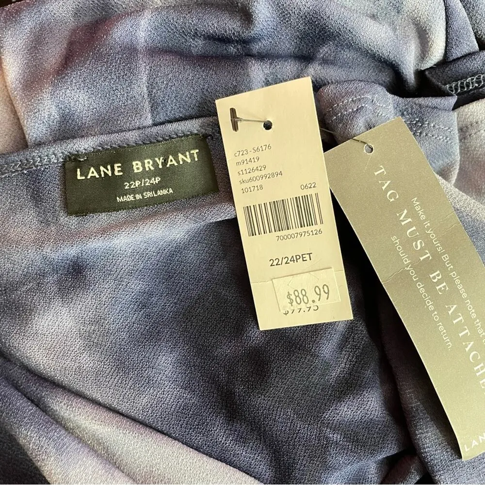 Blue Tie Dye Stretch Knit O ring Wrap Cap Sleeve Dress 22 24 Petite - Image 11