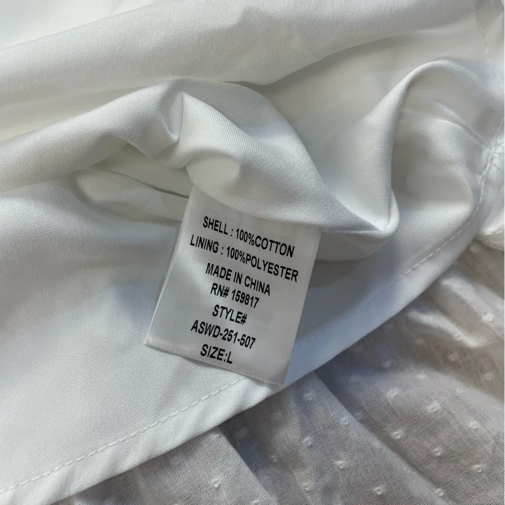 Altar’d State Ava Clip Dot Dainty Bow Fit Flare Mini Dress White Large New - Image 10