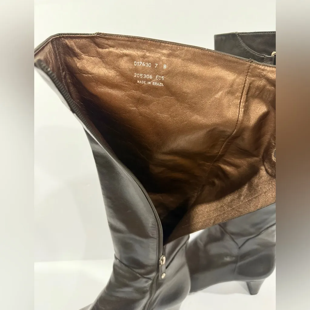 Cole Haan dark brown espresso Leather Knee-High Boots Women’s 7 B Made in Brazil - Image 7