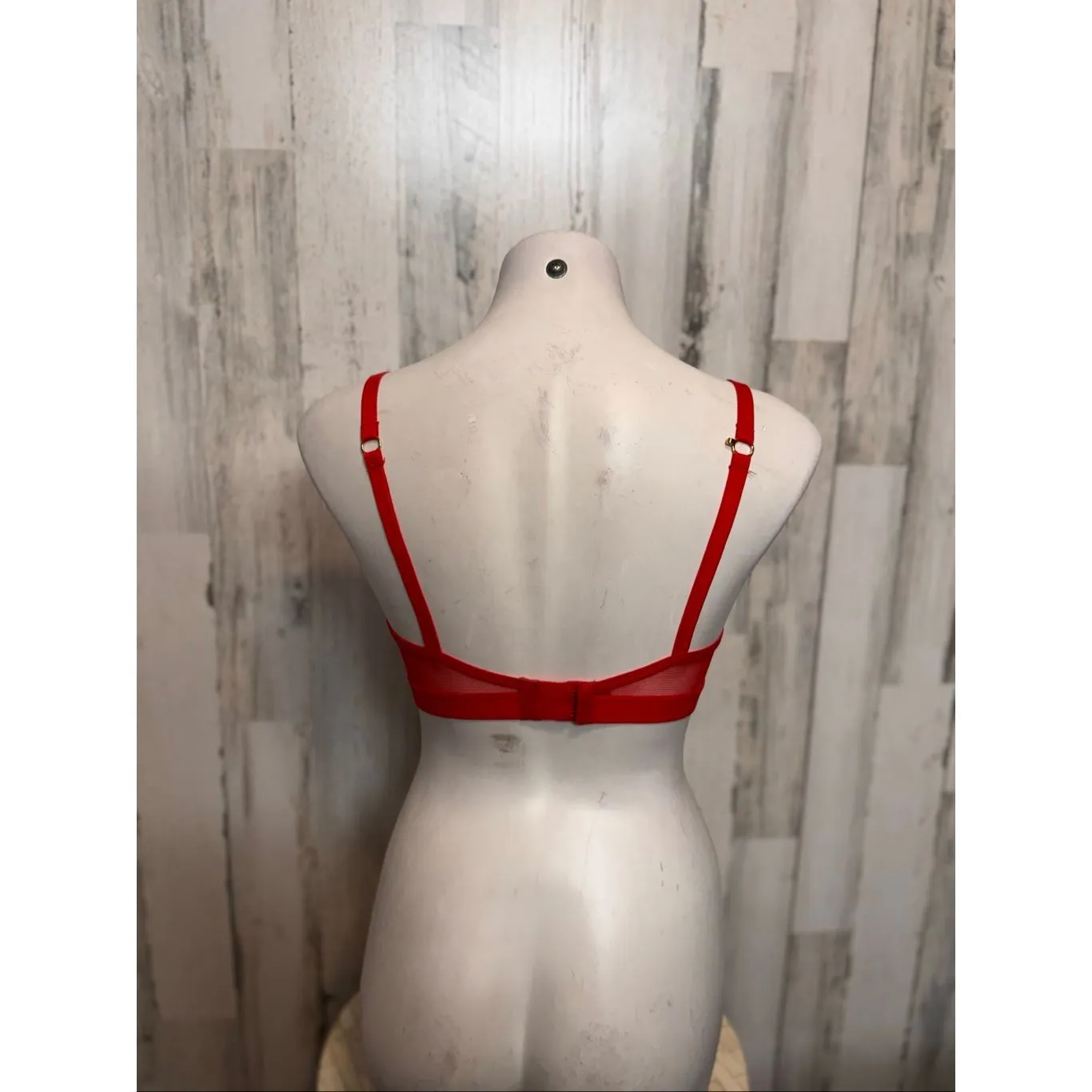 Lively 34DD Red Lace Underwire Bra Adjustable Straps Mesh Detail NWT Size undefined - Image 5