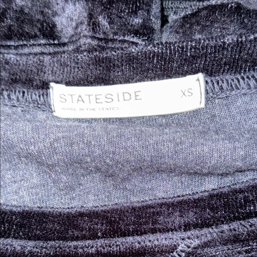Stateside Anthropologie Black Velour Pullover XS Drawstring Hem‎ Crew Neck - Image 3
