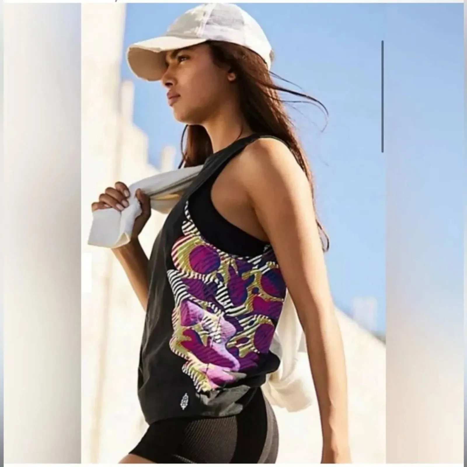 Free People Movement Inhale Tank Top Black Size XS Oversized (Rare) Graphic - Image 12