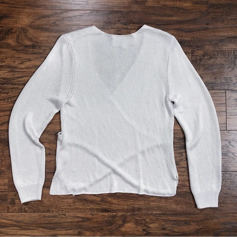 Michelle Mason • Cross Wrap Sweater top metallic silver grey surplice knit drape - Image 10