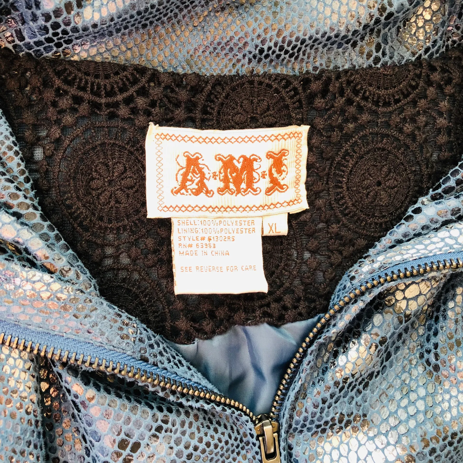 Vintage Blue Snakeskin Jacket Size XL - Image 6