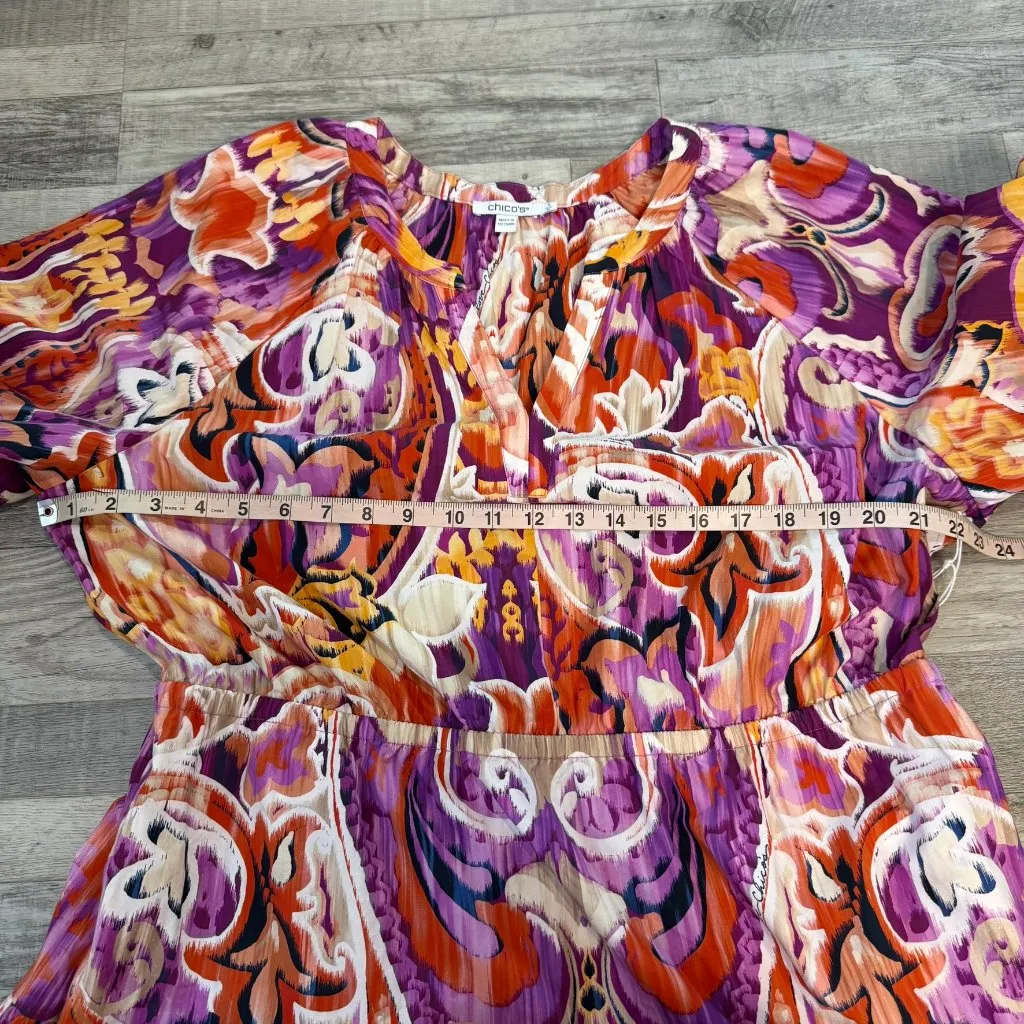 Chico's NWT 40th anniversary paisley pima cotton tiered dress size 16 E35 - Image 7