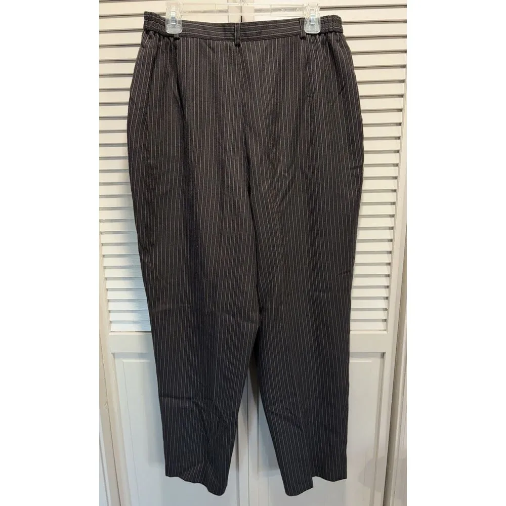 Laura Scott Brown/Black Striped Dress Pants High Rise Zip Pockets Size 18‎ - Image 3
